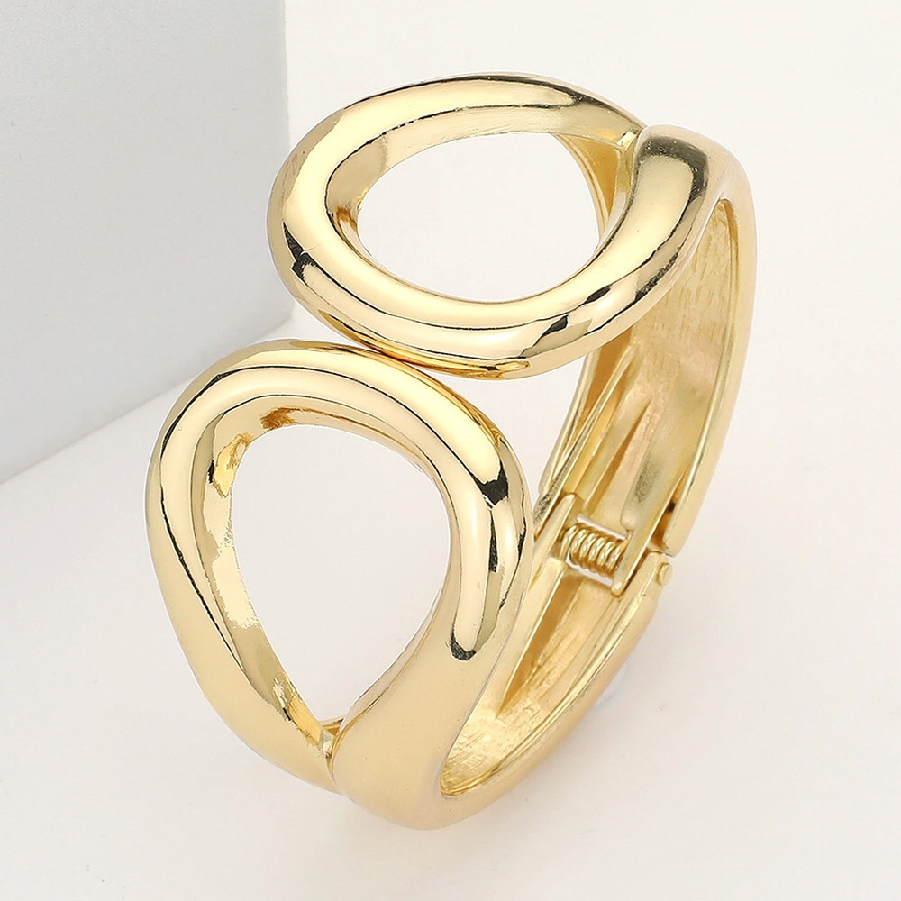 Metal Open Teardrop Hinged Bracelet - Gold or Silver